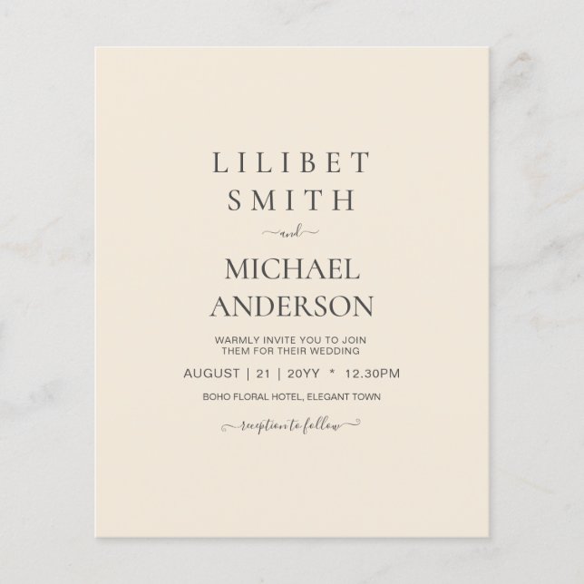 Magnolia Cream Modern Wedding Typografy (Vorderseite)