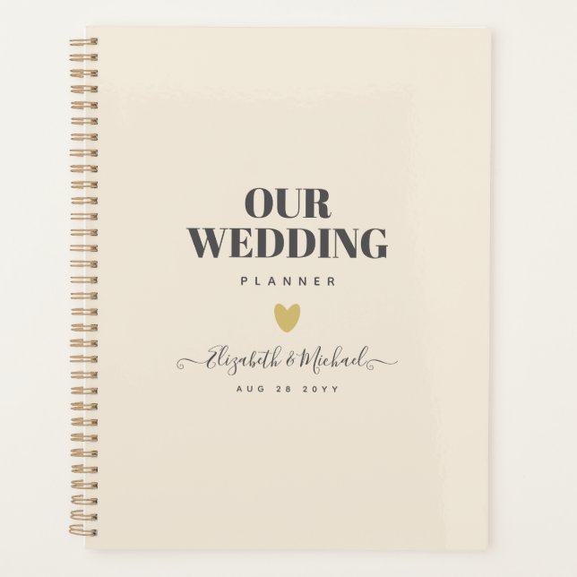 Magnolia Cream Modern Wedding Typografy Planer (Vorderseite)