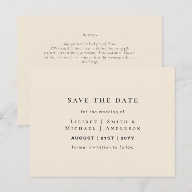 Magnolia Cream Modern Wedding Typografy Postkarte (Vorne/Hinten)