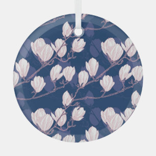 Magnolia Elegance: Frühlingsblut der Marine Ornament Aus Glas