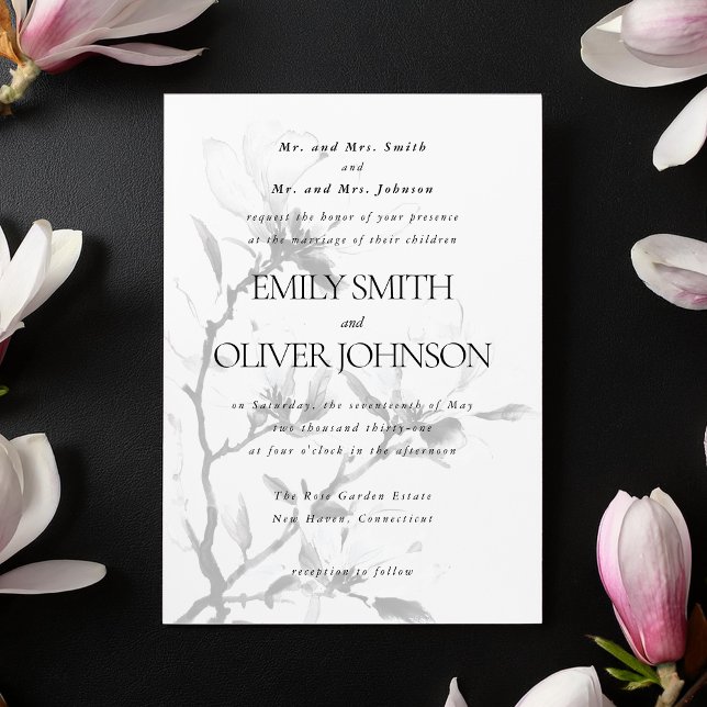 Magnolia Elegante Classic Wedding Parents Host Einladung (Von Creator hochgeladen)