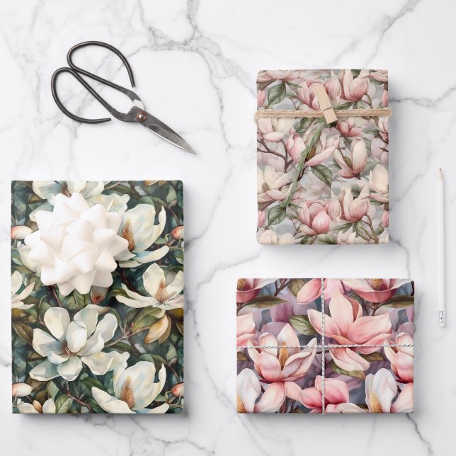 Magnolia ensemble de papier d'enveloppement (Recto)