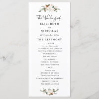 magnolia et programme de mariage floral rose