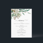 Magnolia Eucalyptus Watercolor Menükarte<br><div class="desc">Magnolia Eukalyptus Watercolor Elegante Grünpflanzen Frühjahrsblüte Elegant und Modernes Hochzeitsmenü auf weißem Hintergrund - beinhaltet eine wunderschöne und elegante Schrift-Typografie mit modernen botanischen Blätter und Grün für die besondere Hochzeitsfeier.</div>