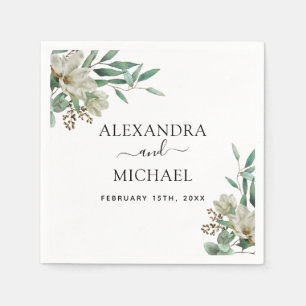 Magnolia Eucalyptus Watercolor Serviette