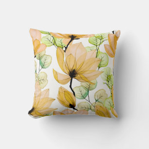 Magnolia Eukalyptus: Aquarellfarben - Nahtlose Pri Kissen