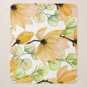 Magnolia Eukalyptus: Aquarellfarben - Nahtlose Pri Sherpadecke