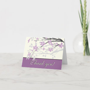 Magnolia fleurs violettes mariage Carte de remerci