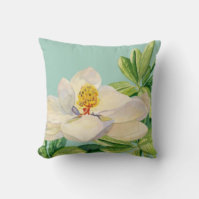 Magnolia Floral Art Décoratif Oreiller (Recto)