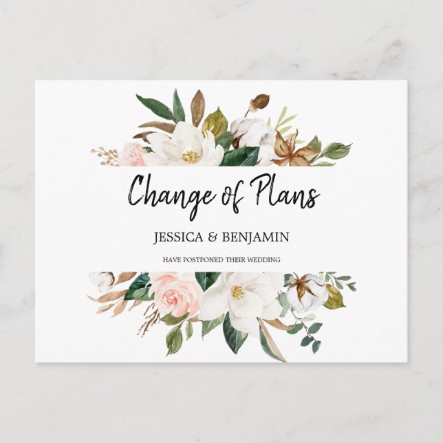 Magnolia Floral & Baumwolle Zurückgestellt Änderun Postkarte (Vorderseite)
