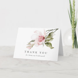 Magnolia Floral Bridesmaid Dankeschön Karte