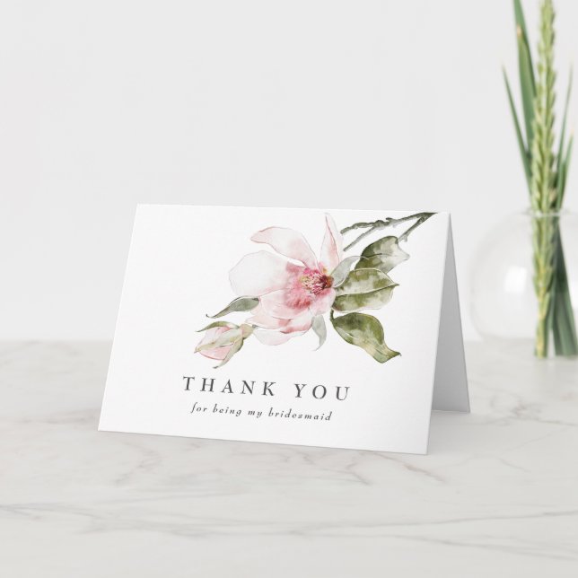 Magnolia Floral Bridesmaid Dankeschön Karte (Vorderseite)