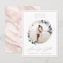 Magnolia Floral & Rose Gold Circle Gerahmtes Foto