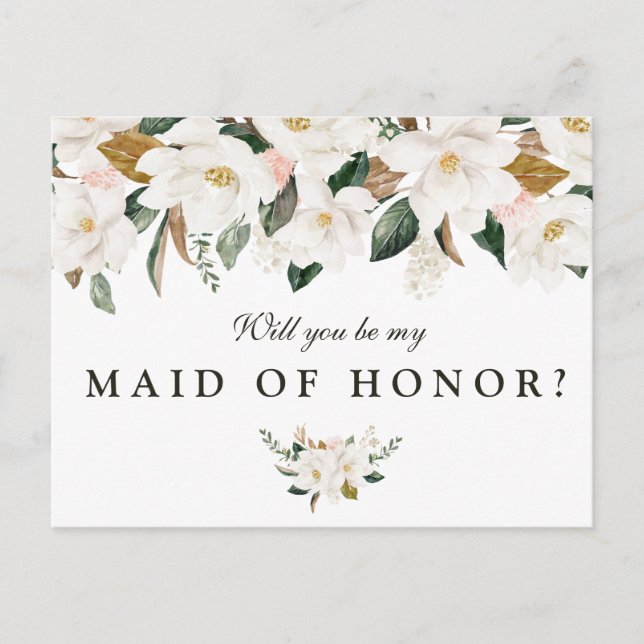 Magnolia floral serez-vous ma carte Maid of Honor (Devant)