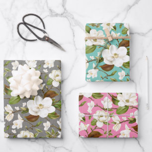 Magnolia Floral Wedding Geschenkpapier Set