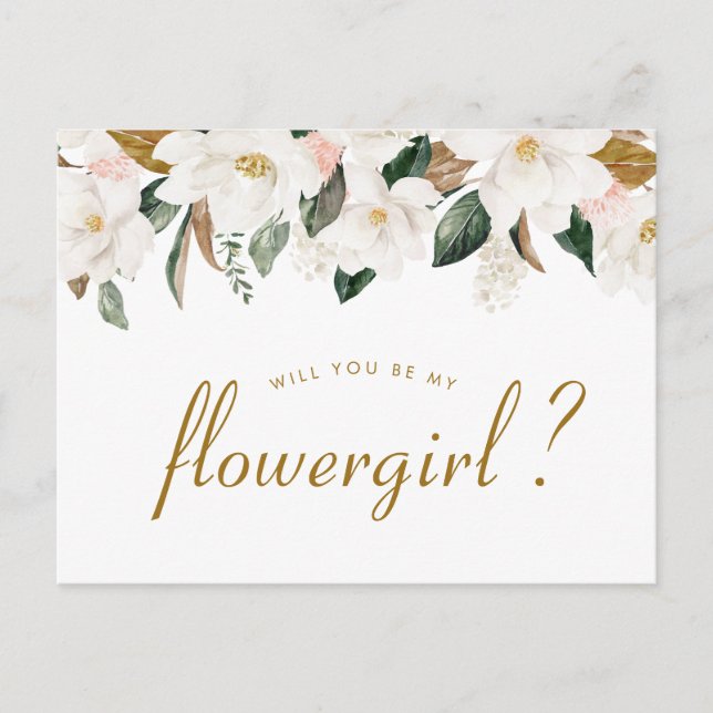 magnolia floral werden Sie meine Blumenkarte sein Einladungspostkarte (Vorderseite)