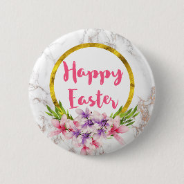 Magnolia Florals auf Ostern aus weißem Marmor Button