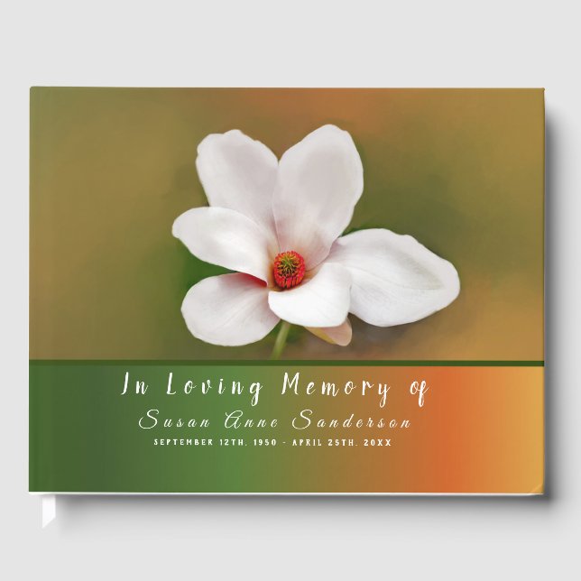 Magnolia Flower Funeral Memorial Livre d'invité (Recto)