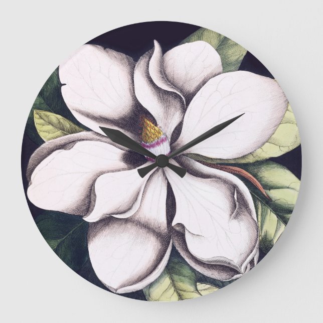 Magnolia Flower Große Wanduhr (Vorderseite)