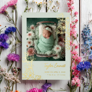 Magnolia-Frühlings-Baby-Geburts-Folie-Ankündigung Folieneinladung