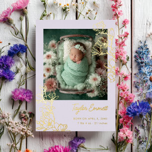 Magnolia-Frühlings-Baby-Geburts-Folie-Ankündigung Folieneinladung