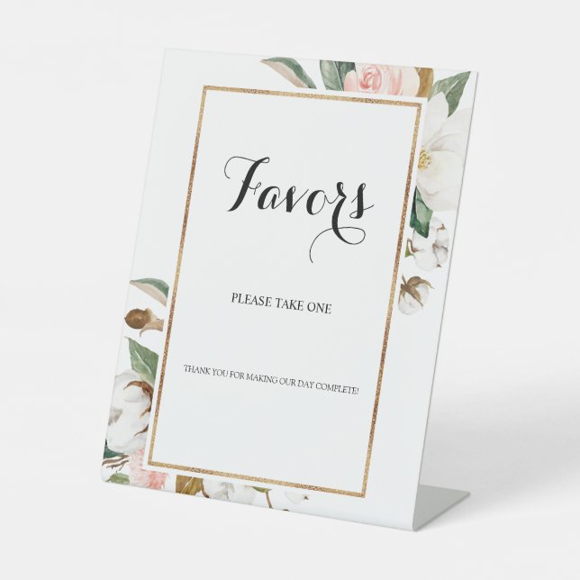 Magnolia Gastgeschenk Hochzeit Sockelschild (Vorderseite)