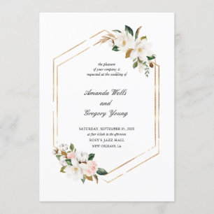 Magnolia Geometric Romance Wedding Einladung
