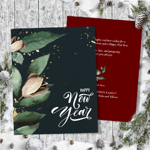 Magnolia Gold Confetti   Happy New Year Flat Feiertagskarte