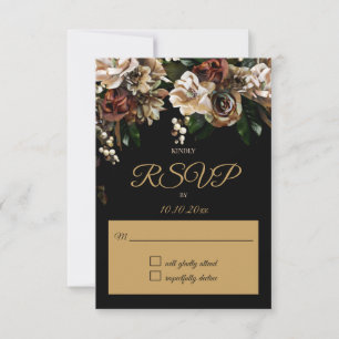 Magnolia Gold et Black Floral RSVP