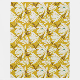 Magnolia-Grafik im Senfmuster Fleecedecke
