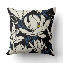 Magnolia graphic in beige and black pattern