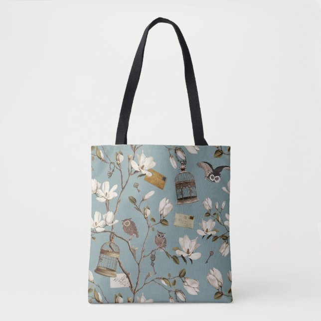 Magnolia Grove with Owls in Duck egg blue Tasche (Vorderseite)
