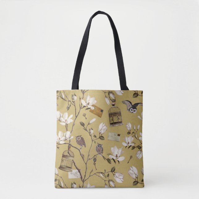 Magnolia Grove with Owls in Yellow Tasche (Vorderseite)
