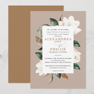 Magnolia Hochzeit Einladung hellbraun