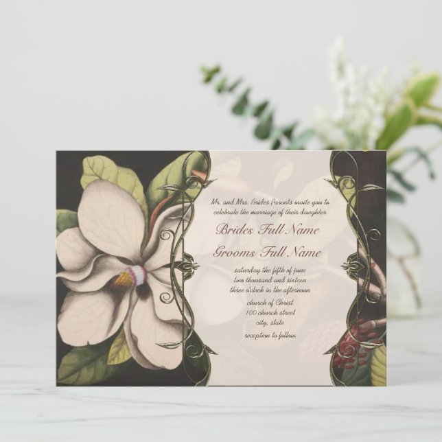 Magnolia Hochzeit Einladungen (Stehend Vorderseite)