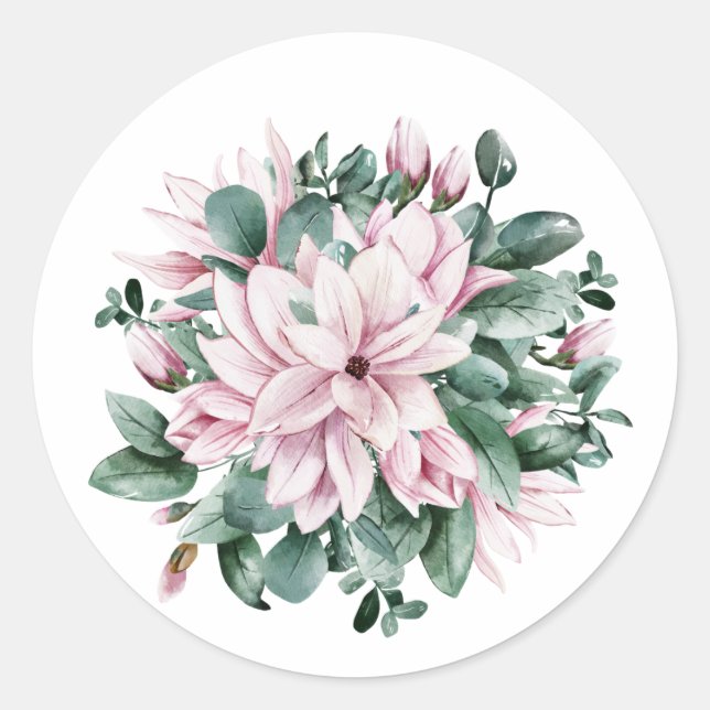 Magnolia Hochzeitsticker Verpackung transparent Runder Aufkleber (Vorderseite)