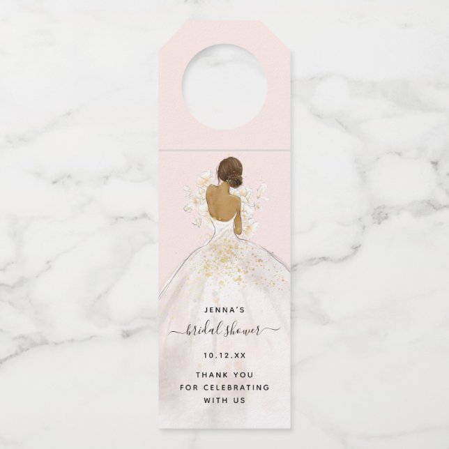 Magnolia Illustriert Bride Brautparty Flasche Ha Flaschenanhänger (Vorderseite)