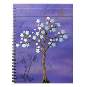 Magnolia Inspiriert Baum mit blauem Hintergrund Notizblock