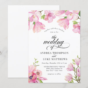 Magnolia   Invitations de mariage rose floral