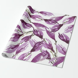 Magnolia Lila Violett Wasserfarbe Geschenkpapier