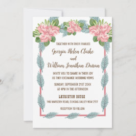 Magnolia Lilies Bouquet Einladung zur Hochzeit
