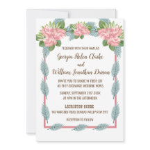 Magnolia Lilies Bouquet Faire-part de mariage