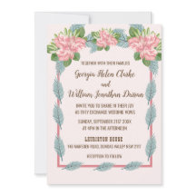 Magnolia Lilies Bouquet Faire-part de mariage B