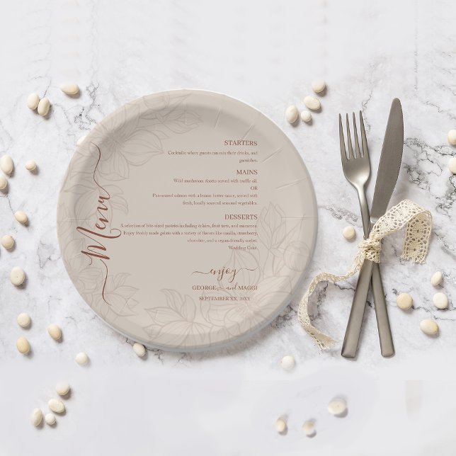 Magnolia Line Art Verziert Pappteller (Magnolia Line Art Ornate Paper Plates)