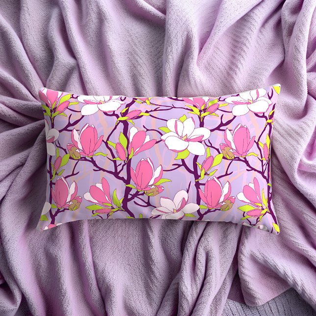 Magnolia Lumbar Kissen blühend (Blooming Magnolia Lumbar Pillow)