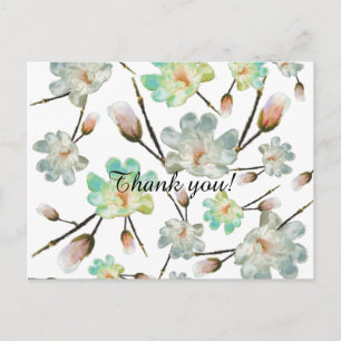 Magnolia Muster Danke Postcard Postkarte