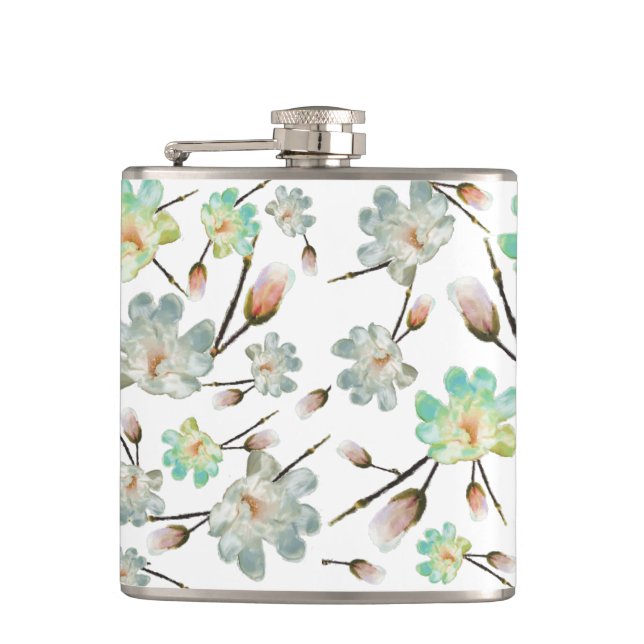 Magnolia Muster Flask Flachmann (Vorderseite)