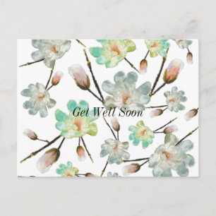 Magnolia-Muster-Geneungskarte Postkarte