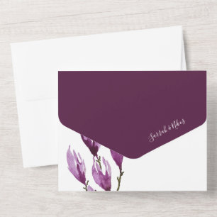 Magnolia Pastell Lila Violett Palette Aquarellfarb All In One Einladung