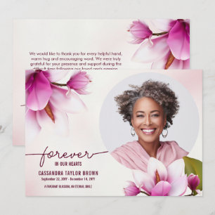 Magnolia Pink Florale Gedenkstätte Dankeschön Kart Dankeskarte